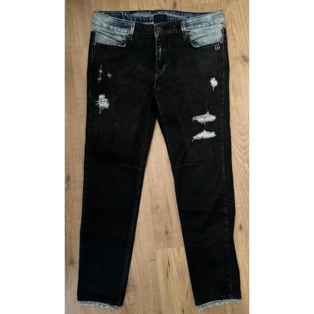 RTA Road To Awe Black And Blue Denim Distressed Jeans Size 29